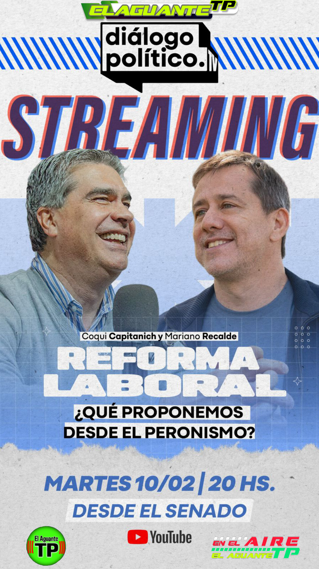 Capitanich estrena streaming político con Mariano Recalde como invitado y analizan la reforma laboral
