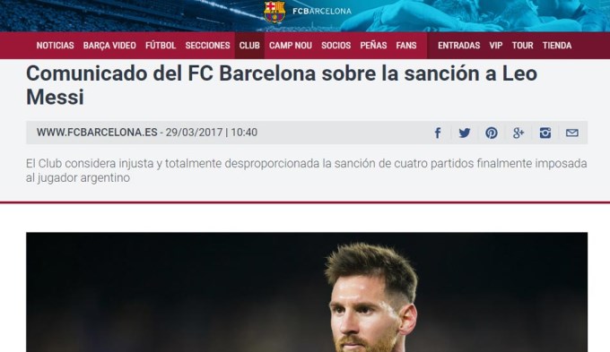 Barcelona emitió un comunicado defendiendo a Lionel Messi